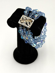Vintage Sky Blue Faceted Crystal Beaded Multi Strand Bracelet