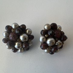 VTG 7 Pair Mixed Lot ClipOn Earrings Faux Pearl Metal Gold Silver Japan