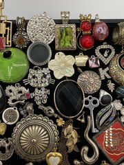Vintage-Now Jewelry Lot Of 120 Pendants & Charms For Necklaces Enamel Rhinestone