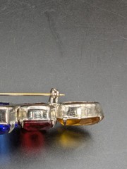 Art Deco Multi Color Blue Red Orange Graduated Glass Brooch/Pin