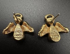 Avon Crystal Rhinestone Angel Pierced Earrings Nickel Free Studs Vintage 1990s