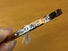 Coach Signed Gold Tone With Silver Tone Accent Bangle Locking Clasp