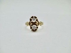 VICTORIAN BUTTERCUP 14 KT YELLOW DIAMOND RING 0.24 CTW SIZE 7.25