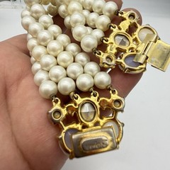 VTG SCHIAPARELLI Signed Bracelet Opaline Pink AB Faux Pearl Statement Rare
