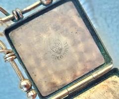Antique W&H Co 10k Gold Shell “GCL” Monogram Etched Floral House Locket Necklace