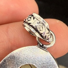 Vintage Rutilated Quartz Pendant Silver Tone Clear Resin and Tinsel