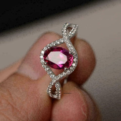 Oval Pink Sapphire Anniversary Her Ring White Gold FN Wedding Engagement Jewelry