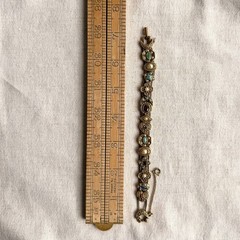 Vintage Goldette NY Victorian Revival Slide Charm Bracelet Safety Chain Signed