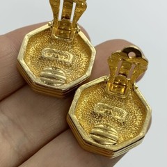 VTG SWAROVSKI CRYSTAL SIGNED SAL GEOMETRIC EARRINGS CLIP-ON OCTAGON CLEAR