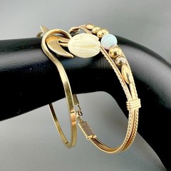 Vintage Bangle Bracelet Lot Fire Opal Carved Lucite Tulip Gold Tone Signed