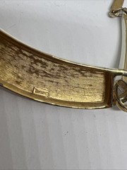 Vintage Signed Crown Trifari White Enamel Link Choker 15” Necklace (3155)