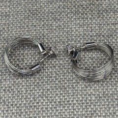 Vintage Vendome Earrings Silver Tone Wire Hoops Clip Ons Signed