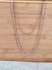Vtg Art Deco Paper Clip Necklace 3 Strand Long Silver Layered Necklace Beauty