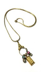 Vintage Signed Monet Gold Tone Charm Holder Necklace Monet Charms