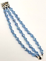 Vintage Sky Blue Faceted Crystal Beaded Multi Strand Bracelet