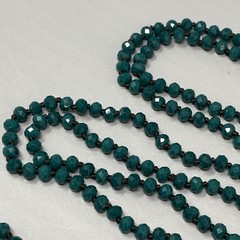 Designer Flapper Beaded Necklace Teal Green Fire Polished Czech Glass JM 78″