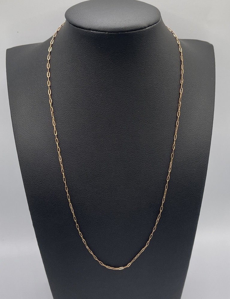 Antique Rolled Gold Paperclip Chain Necklace 17.25” 1.4mm