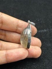 Handmade Sterling Silver Natural Rutilated Quartz Stone Vintage Pendant