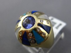 ESTATE 1.03CT DIAMOND & AAA MULTI GEM 14KT YELLOW GOLD 3D ETOILE DOME SHAPE RING