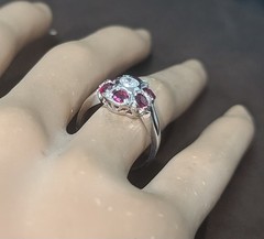 Platinum Vintage Engagement Ring 1.53ct. Natural Ruby Round Shape Diamond