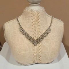 Vintage Lind Rhinestone Bib Necklace Silver Plated Bridal jewelry Glam Jewelry
