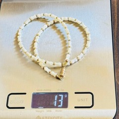 VTG Estate rose carved Beaded collar Necklace MOP Natural Mother of pearl 17.5″