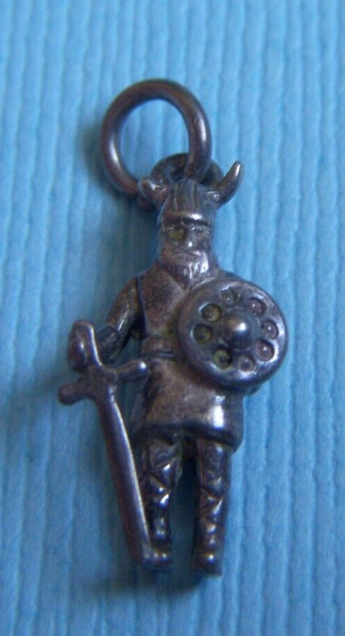 Vintage Viking man silver charm