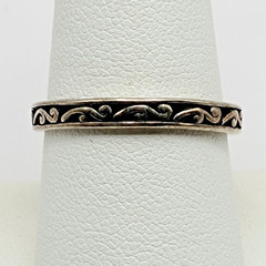 Shube Sterling Silver Scrolled Stackable Band Ring ~ Size 9