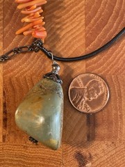 Vintage Coral & Turquoise Pendant Two Strand Necklace. Unique. 16 Inches