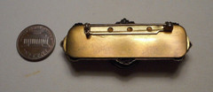 Vintage Victorian Revival Glass Lady Intaglio & Cabochon Brass Bar Pin Brooch