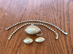 Vintage Lot 1940’s Gold Tone Metal Brass Football 1/2” & 7/8” Charm Fob Pendants