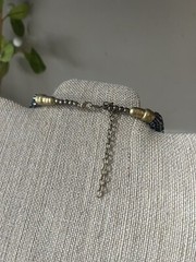 Vintage Oil Slick Iridescent Bead Torsade Necklace Statement Brass Boho Chic