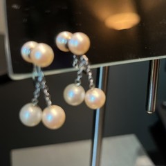 Vintage Silver Pearl Dangle Drop Earrings In Great Shape Simulated Pearls
