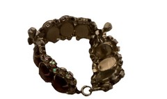 Vintage mid century Glass Oval Link & aurora borealis crystal bracelet Juliana