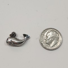 NWT Vintage Jezlaine Sterling Silver Three Dimensional Whale Charm