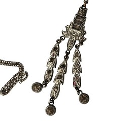 VTG Art Deco Rhinestone Pendant Drop Dangle 1920’s Retro Necklace Pendant 2.25″