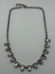 Vintage Weiss Necklace Clear Rhinestone Baguette Choker Silver Tone
