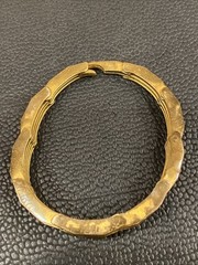 Machine Age Brass Architectural Modernist Geometric Links Panel Bracelet 7-3/8”