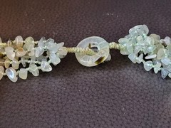 Vintage Prehnite Pearl 6 strand Necklace.