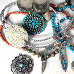 Vtg SOUTHWESTERN Silver Plated Alpaca Mixed Metals Jewlery Lot Collection 15 Pcs