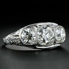 3.56Ct Art Deco Style Lab Created Diamond Engagement 14K White Gold Finish Ring