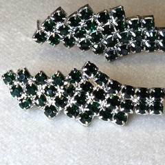 VTG Sterling Emerald Green Rhinestone Earrings Chandelier Waterfall Design 925