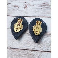 Vintage Jeff Lieb Clip On Earrings – Black – Paint Damage