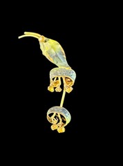 Vintage Made in Austria Green Leaf Flower Pin Rhinestones Gold Crystal Brooch 3”