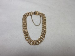 JB 12K GOLD FILLED DOUBLE LINK BRACELET WITH SAFETY CHAIN #23