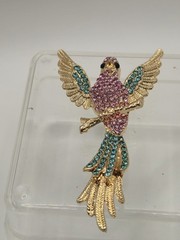 Multi-Colored Rhinestone Bird Brooch Unbranded