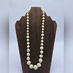 Signed Avon 1986 Modern Art Necklace Abstract Cream Beads Single Strand Vintage