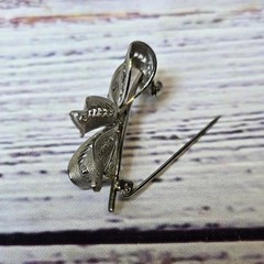 Antique Western Germany1940’s Silver Tone Filigree Bow Pin Brooch Jewelry signed