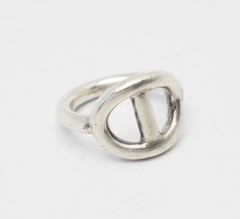 Vintage sterling silver modern buckle shape round band ring sz 6