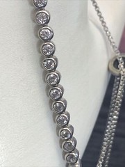 925 Sterling Silver Bracelet Cubic Zirconia Adjustable clasp any size Delicate